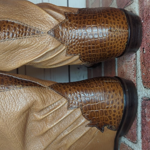 Vintage Etienne Aigner Designer Croc Alligator Leather 80's Women's Boots 8.5 - Picture 2 of 16
